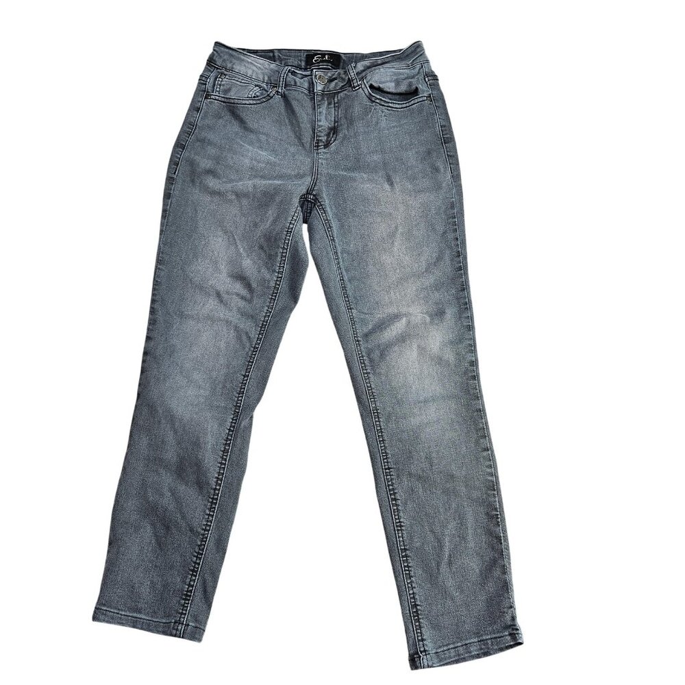 Earl Jean Skinny Ankle Jeans Womens 4 Gray Charcoal Wash Stretch Denim